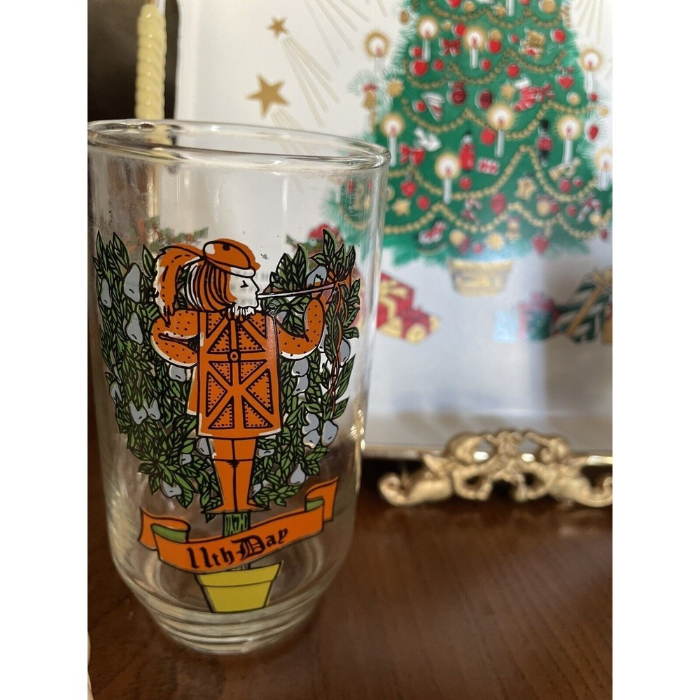 12 Days of Christmas Drinking Glass Tumbler - 11th Day -MINT, Replacement